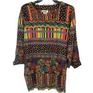 VTG Lucia Colorful Print Womens Top 10 Maximalist Art to Wear Kaleidoscope Wacky